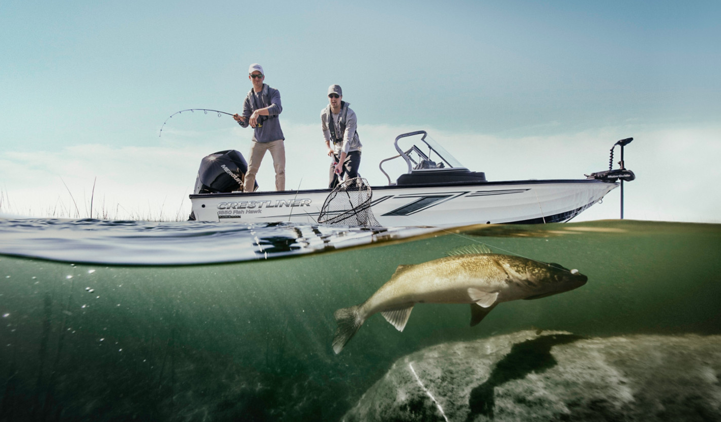 Fishermen sight fishing on a Crestliner boat