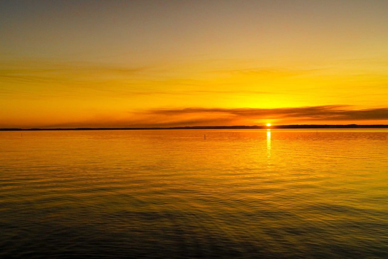 Sunset over Toledo Bend Reservoir, on the Louisiana side